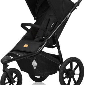 Lionelo Azura bērnu trīsriteņu ratiņi ar piepūšamām riepām krāsa BLACK ONYX