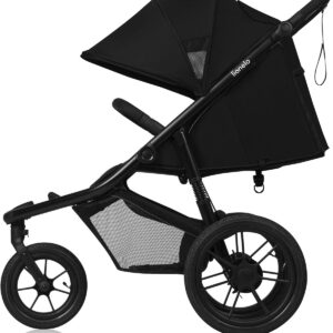 Lionelo Azura bērnu trīsriteņu ratiņi ar piepūšamām riepām krāsa BLACK ONYX