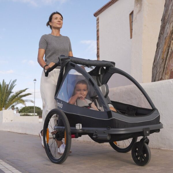 Ratini.lv | Cama velosipēdu piekabe ar ratiņu funkciju 2-in-1 krāsa GREY GRAPHITE bilde #19