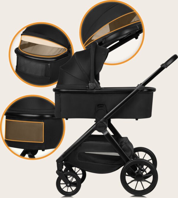 Ratini.lv | LAYLA 2IN1 bērnu ratiņi krāsa BLACK ONYX bilde #17