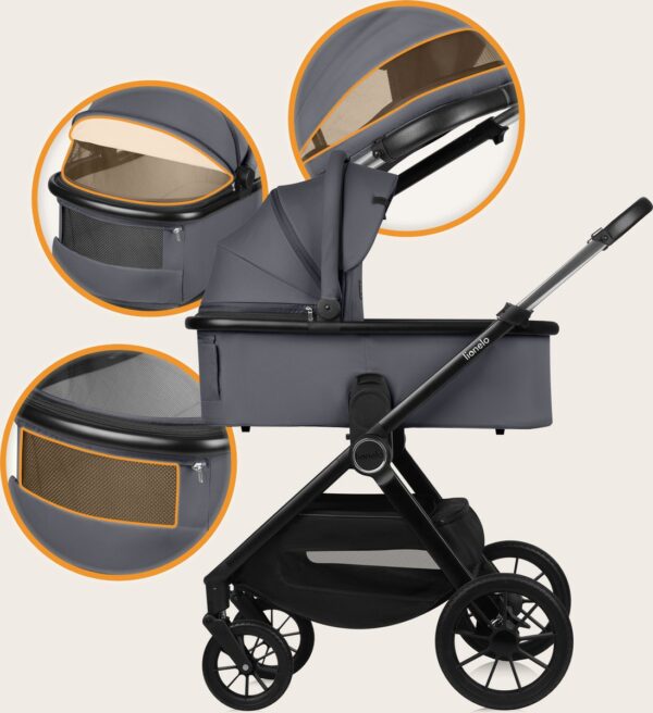 Ratini.lv | LAYLA 2IN1 bērnu ratiņi krāsa GREY STONE bilde #7