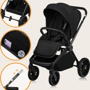 Lionelo MIKA PLUS 3IN1 bērnu ratu komplekts krāsa BLACK ONYX