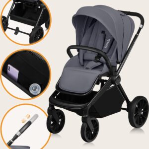 Lionelo MIKA PLUS 2IN1 bērnu ratu komplekts krāsa GREY STONE
