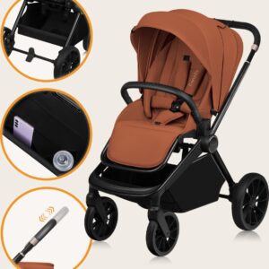 Lionelo MIKA PLUS 2IN1 bērnu ratu komplekts krāsa BROWN RUST