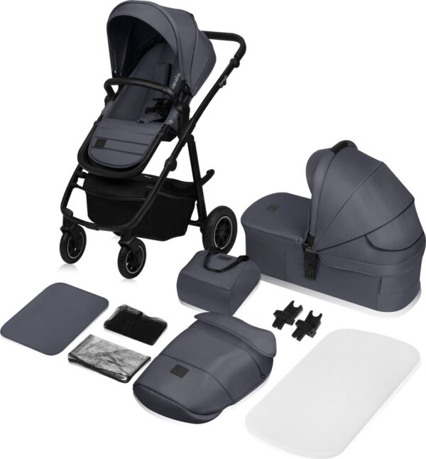 Ratini.lv | AMBER PLUS 2IN1 bērnu ratiņi krāsa GREY GRAPHITE bilde #3