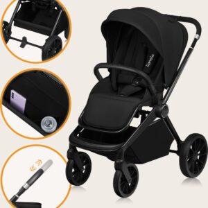 Lionelo MIKA PLUS 2IN1 bērnu ratu komplekts krāsa BLACK ONYX