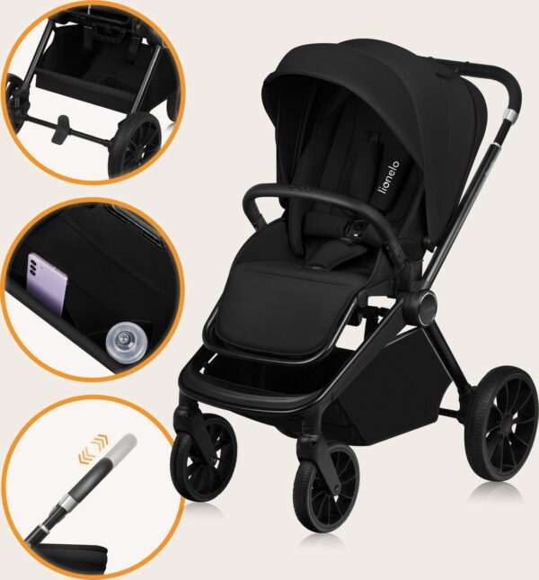 Ratini.lv | MIKA PLUS 2IN1 bērnu ratiņi krāsa BLACK ONYX bilde #17