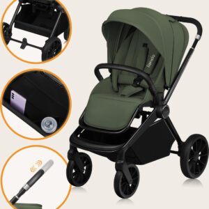 Lionelo MIKA PLUS 2IN1 bērnu ratu komplekts krāsa GREEN OLIVE