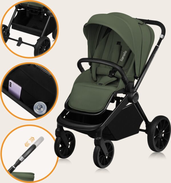 Ratini.lv | MIKA PLUS 2IN1 bērnu ratiņi krāsa GREEN OLIVE bilde #9