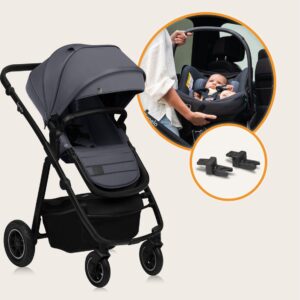 Lionelo AMBER PLUS 2IN1 bērnu ratiņi krāsa GREY GRAPHITE