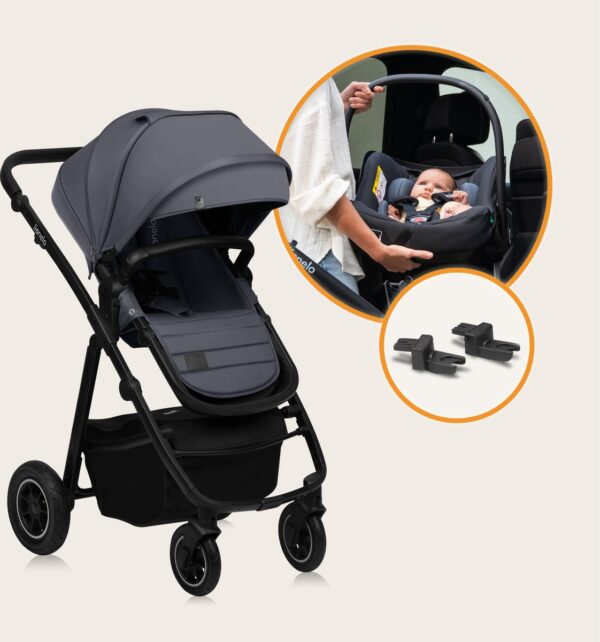 Ratini.lv | AMBER PLUS 2IN1 bērnu ratiņi krāsa GREY GRAPHITE bilde #5