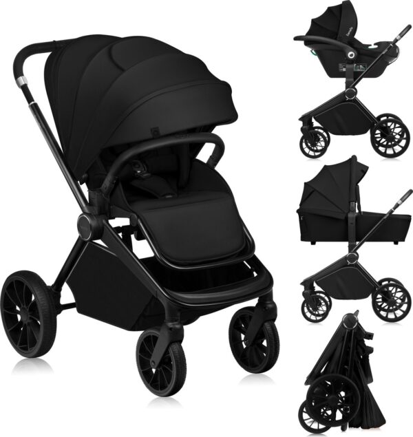 Ratini.lv | MIKA PLUS 3IN1 bērnu ratiņi krāsa BLACK ONYX bilde #1