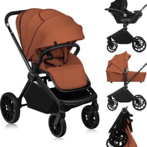 Lionelo MIKA PLUS 3IN1 bērnu ratu komplekts krāsa BROWN RUST