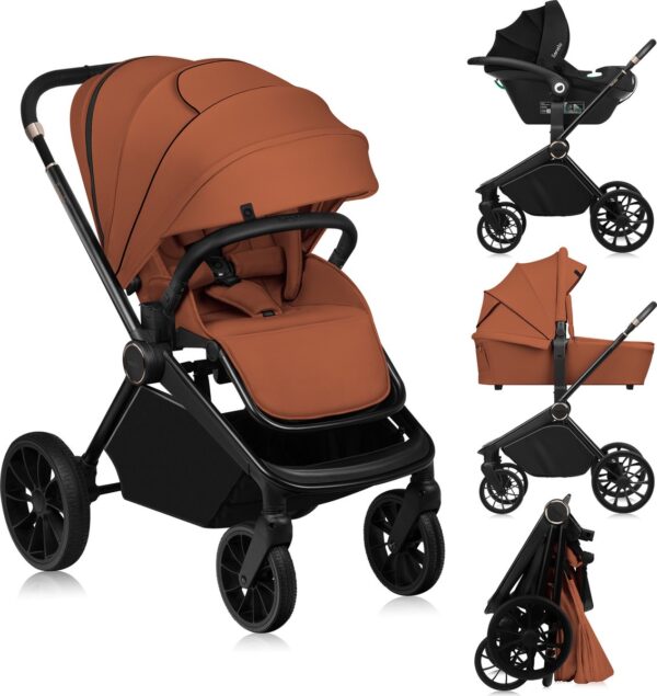 Ratini.lv | MIKA PLUS 3IN1 bērnu ratiņi krāsa BROWN RUST bilde #1