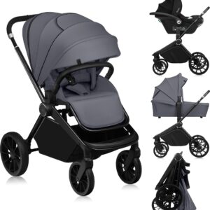 Lionelo MIKA PLUS 3IN1 bērnu ratu komplekts krāsa GREY STONE