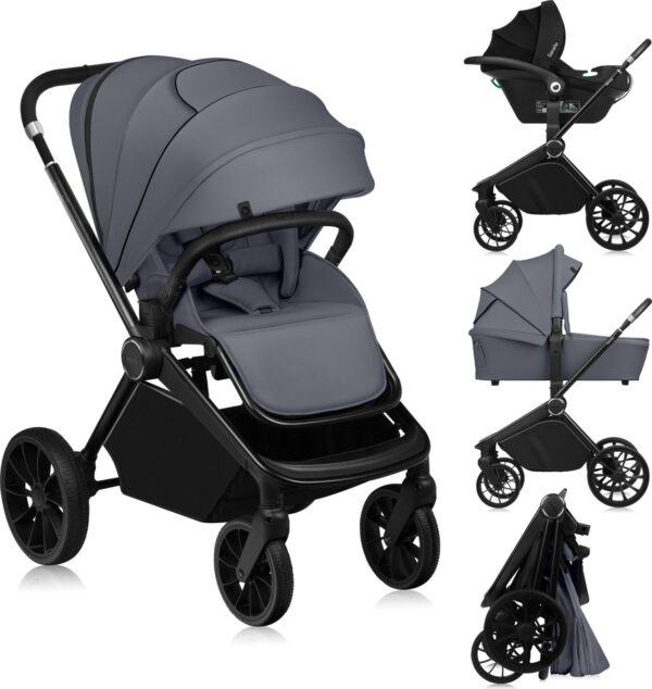 Ratini.lv | MIKA PLUS 3IN1 bērnu ratiņi krāsa GREY STONE bilde #1