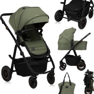 Lionelo AMBER PLUS 2IN1 bērnu ratiņi krāsa GREEN FOREST