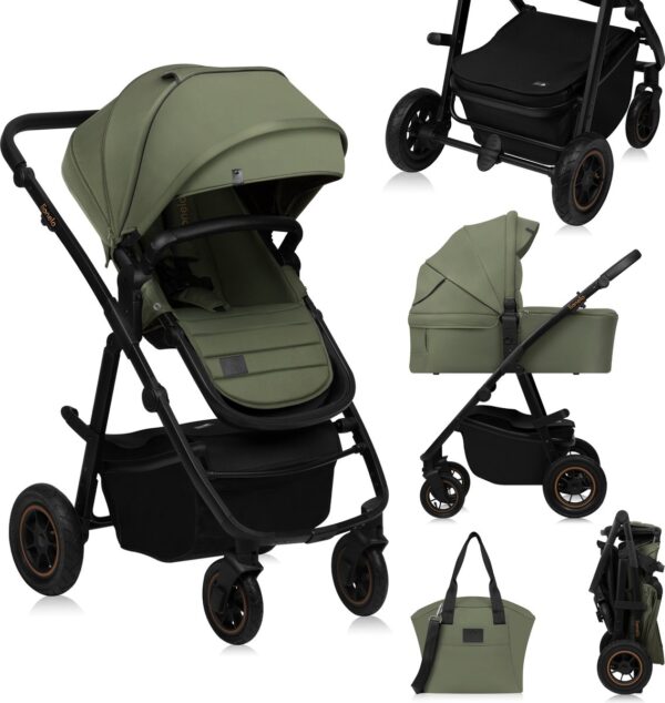 Ratini.lv | AMBER PLUS 2IN1 bērnu ratiņi krāsa GREEN FOREST bilde #1