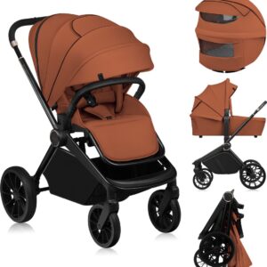 Lionelo MIKA PLUS 2IN1 bērnu ratu komplekts krāsa BROWN RUST