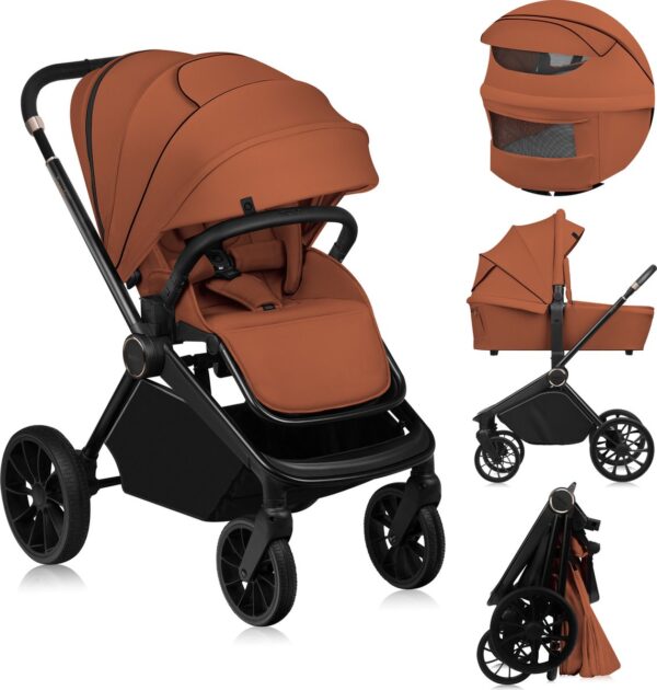 Ratini.lv | MIKA PLUS 2IN1 bērnu ratiņi krāsa BROWN RUST bilde #1