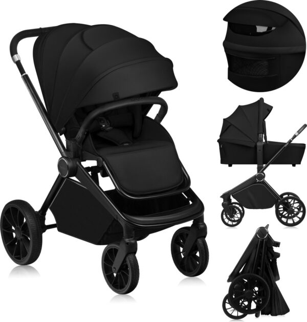 Ratini.lv | MIKA PLUS 2IN1 bērnu ratiņi krāsa BLACK ONYX bilde #1