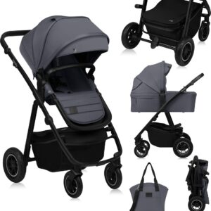Lionelo AMBER PLUS 2IN1 bērnu ratiņi krāsa GREY GRAPHITE