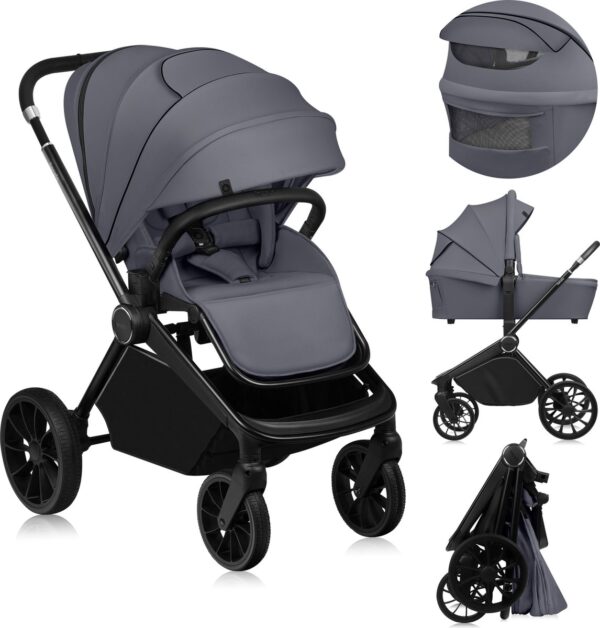 Ratini.lv | MIKA PLUS 2IN1 bērnu ratiņi krāsa GREY STONE bilde #1