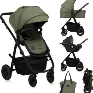 Lionelo AMBER PLUS 3IN1 bērnu ratiņi krāsa GREEN FOREST