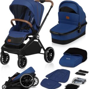 Lionelo MIKA 2IN1 bērnu ratu komplekts krāsa BLUE NAVY