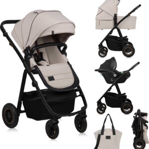 Lionelo AMBER PLUS 3IN1 bērnu ratiņi krāsa BEIGE SAND