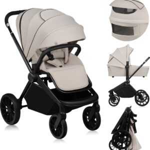 Lionelo MIKA PLUS 2IN1 bērnu ratu komplekts krāsa BEIGE SAND
