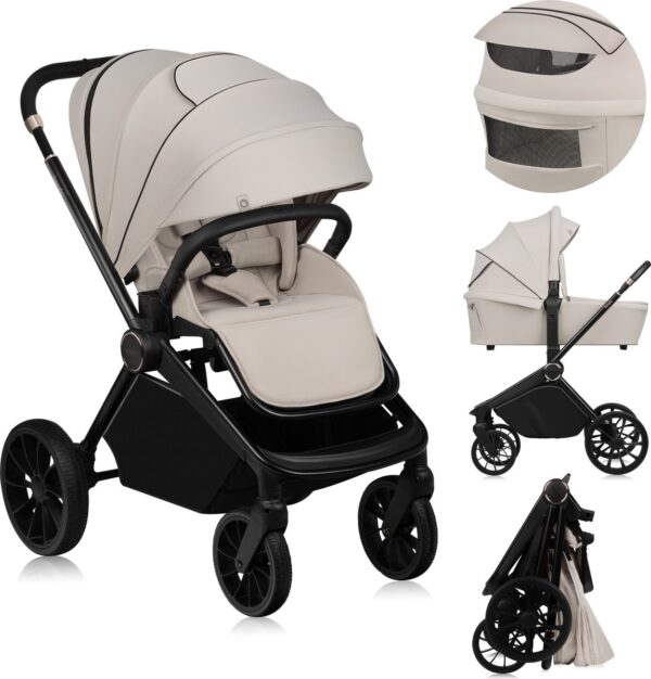 Ratini.lv | MIKA PLUS 2IN1 bērnu ratiņi krāsa BEIGE SAND bilde #1