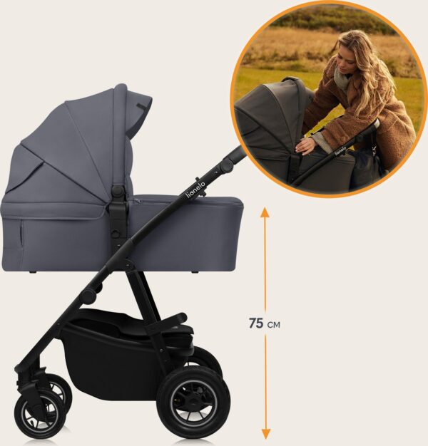 Ratini.lv | AMBER PLUS 2IN1 bērnu ratiņi krāsa GREY GRAPHITE bilde #15