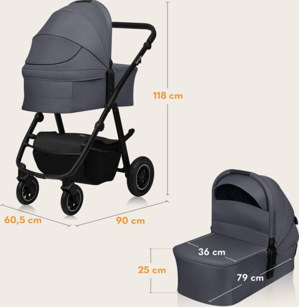 Ratini.lv | AMBER PLUS 3IN1 bērnu ratiņi krāsa GREY GRAPHITE bilde #23