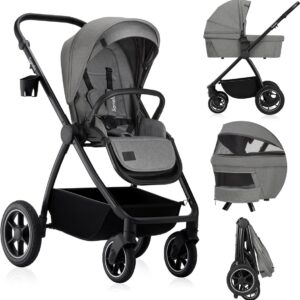 Lionelo MERIL 2IN1 bērnu ratiņi krāsa GREY STONE