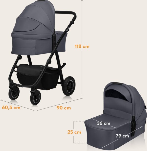 Ratini.lv | AMBER PLUS 2IN1 bērnu ratiņi krāsa GREY GRAPHITE bilde #21
