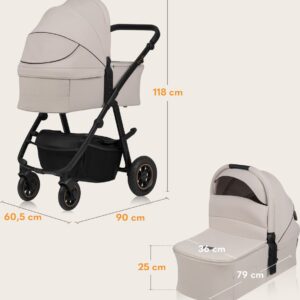 Lionelo AMBER PLUS 3IN1 bērnu ratiņi krāsa BEIGE SAND
