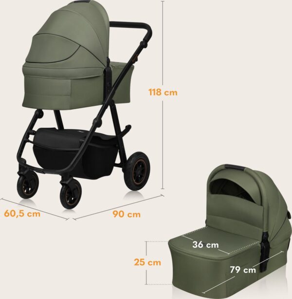 Ratini.lv | AMBER PLUS 3IN1 bērnu ratiņi krāsa GREEN FOREST bilde #23
