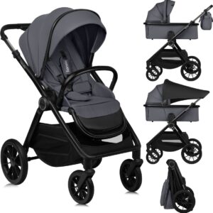 Lionelo LAYLA 2IN1 bērnu ratiņi krāsa GREY STONE