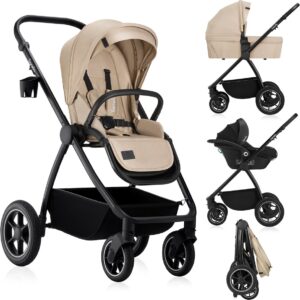 Lionelo MERIL 3IN1 bērnu ratiņi krāsa BEIGE SAND