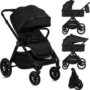 Lionelo LAYLA 2IN1 bērnu ratiņi krāsa BLACK ONYX