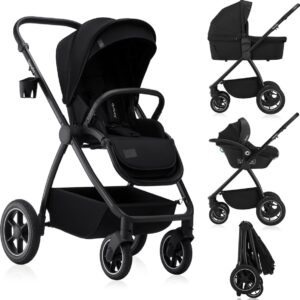 Lionelo MERIL 3IN1 bērnu ratiņi krāsa BLACK ONYX