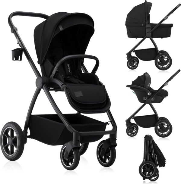 Ratini.lv | MERIL 3IN1 bērnu ratiņi krāsa BLACK ONYX bilde #1