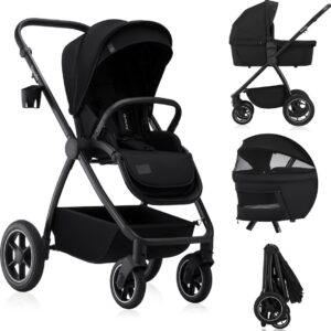 Lionelo MERIL 2IN1 bērnu ratiņi krāsa BLACK ONYX