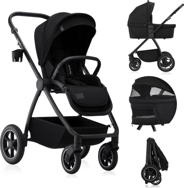 Ratini.lv | MERIL 2IN1 bērnu ratiņi krāsa BLACK ONYX bilde #1