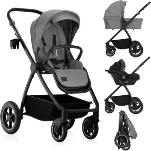 Lionelo MERIL 3IN1 bērnu ratiņi krāsa GREY STONE