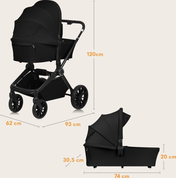 Ratini.lv | MIKA PLUS 2IN1 bērnu ratiņi krāsa BLACK ONYX bilde #19