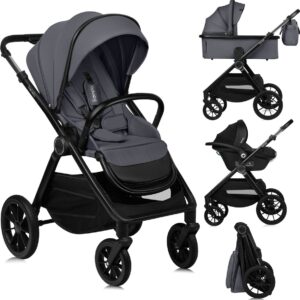 Lionelo LAYLA 3IN1 bērnu ratiņi krāsa GREY STONE