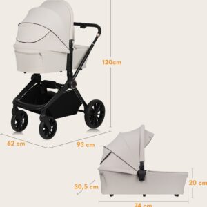 Lionelo MIKA PLUS 3IN1 bērnu ratu komplekts krāsa BEIGE SAND
