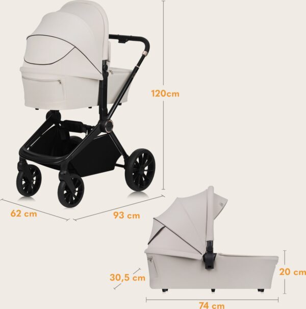 Ratini.lv | MIKA PLUS 3IN1 bērnu ratiņi krāsa BEIGE SAND bilde #9